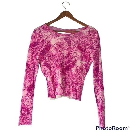 Pink Y2K Mesh Top - Picture 1 of 3